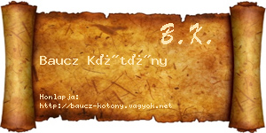 Baucz Kötöny névjegykártya